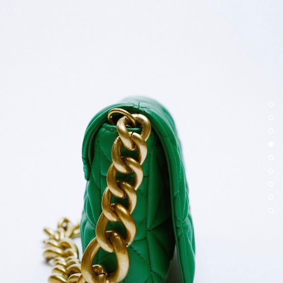 Zara 💚💚💚Green Quilted Chain Strap Shoulder Bag NWT - Picture 8 of 10